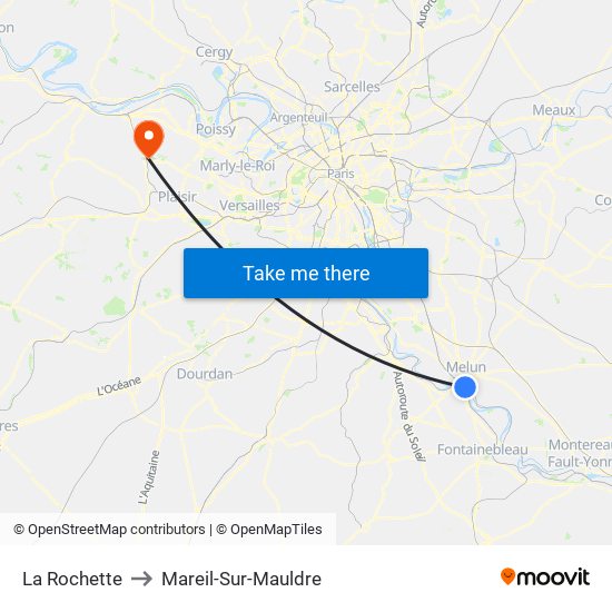 La Rochette to Mareil-Sur-Mauldre map