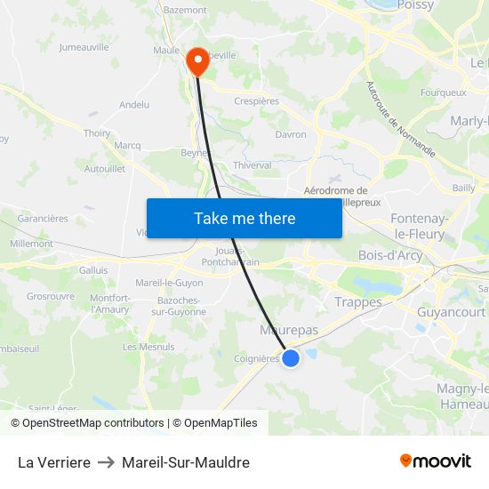 La Verriere to Mareil-Sur-Mauldre map