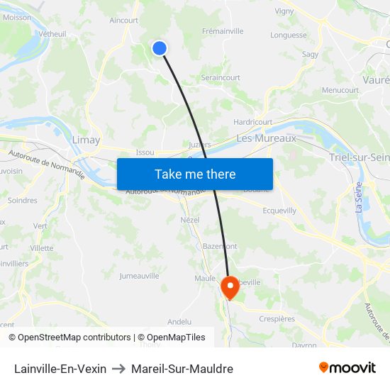 Lainville-En-Vexin to Mareil-Sur-Mauldre map