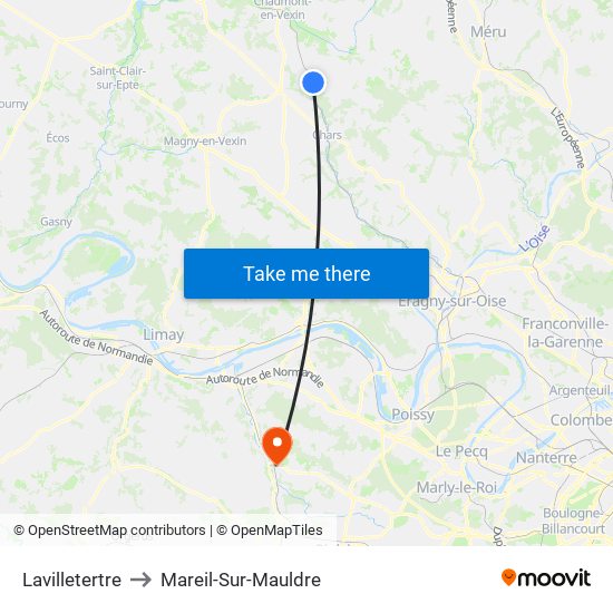 Lavilletertre to Mareil-Sur-Mauldre map