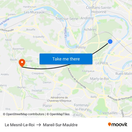 Le Mesnil-Le-Roi to Mareil-Sur-Mauldre map