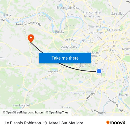 Le Plessis-Robinson to Mareil-Sur-Mauldre map