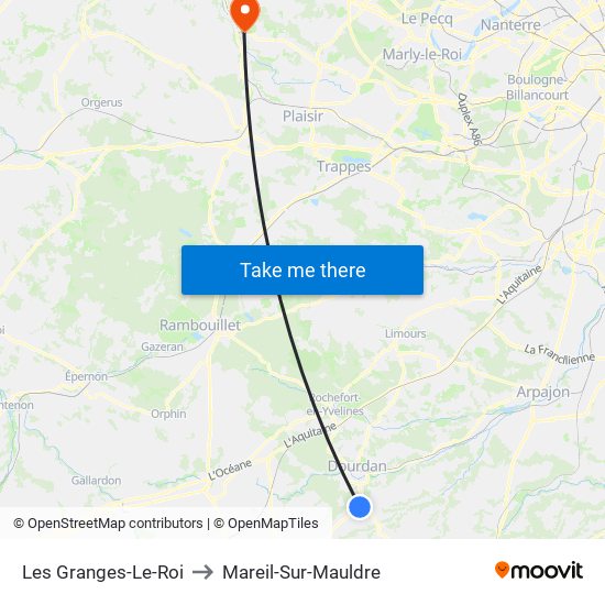 Les Granges-Le-Roi to Mareil-Sur-Mauldre map
