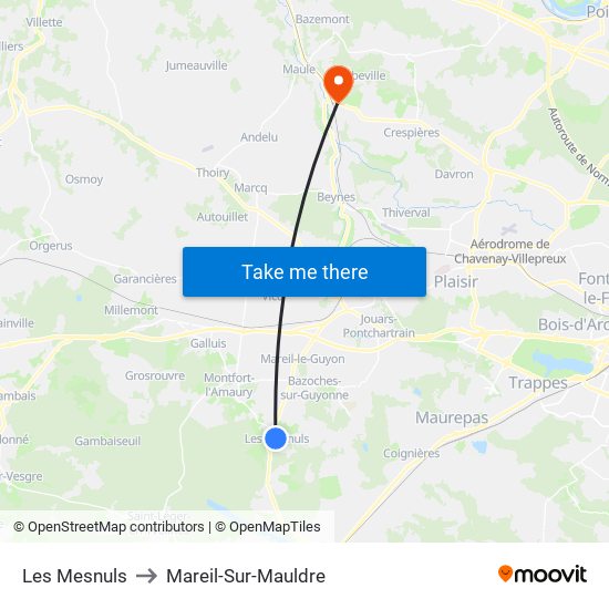 Les Mesnuls to Mareil-Sur-Mauldre map