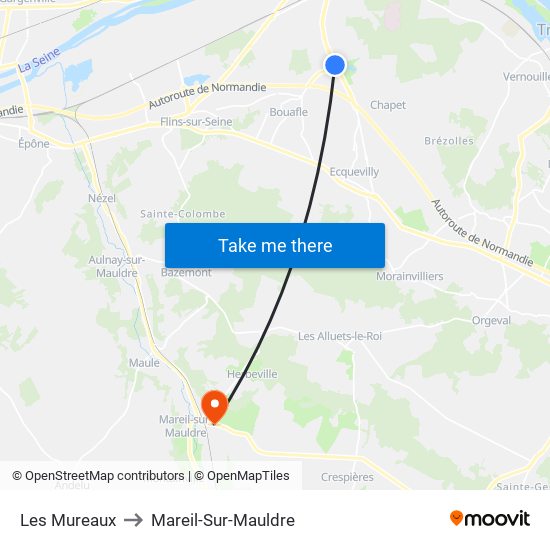 Les Mureaux to Mareil-Sur-Mauldre map