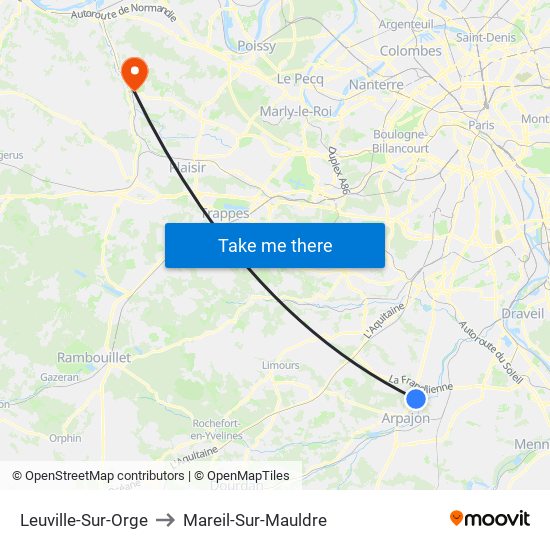 Leuville-Sur-Orge to Mareil-Sur-Mauldre map