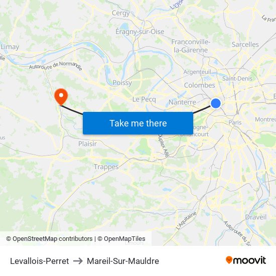 Levallois-Perret to Mareil-Sur-Mauldre map