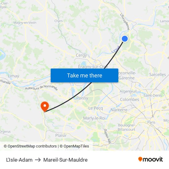 L'Isle-Adam to Mareil-Sur-Mauldre map