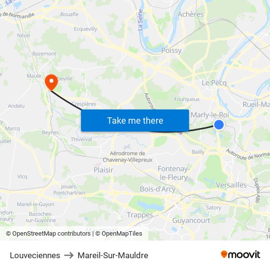 Louveciennes to Mareil-Sur-Mauldre map