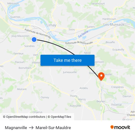 Magnanville to Mareil-Sur-Mauldre map