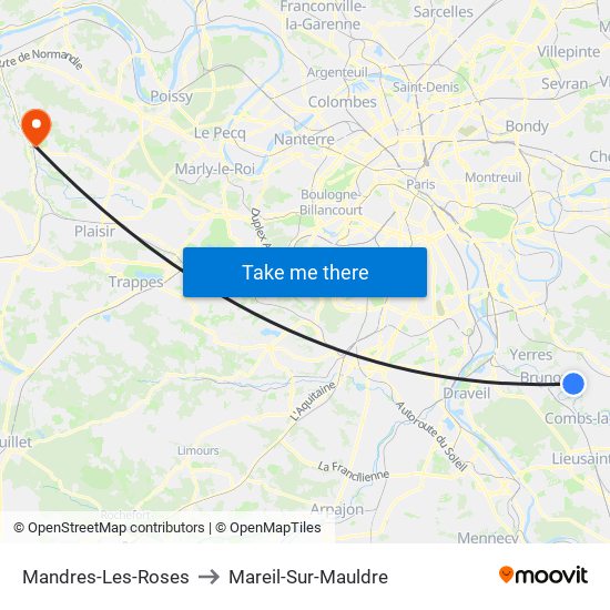 Mandres-Les-Roses to Mareil-Sur-Mauldre map