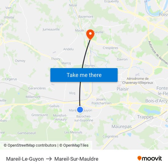 Mareil-Le-Guyon to Mareil-Sur-Mauldre map