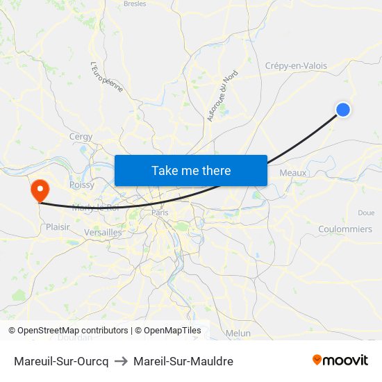 Mareuil-Sur-Ourcq to Mareil-Sur-Mauldre map