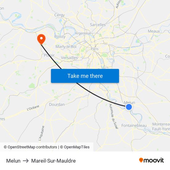 Melun to Mareil-Sur-Mauldre map