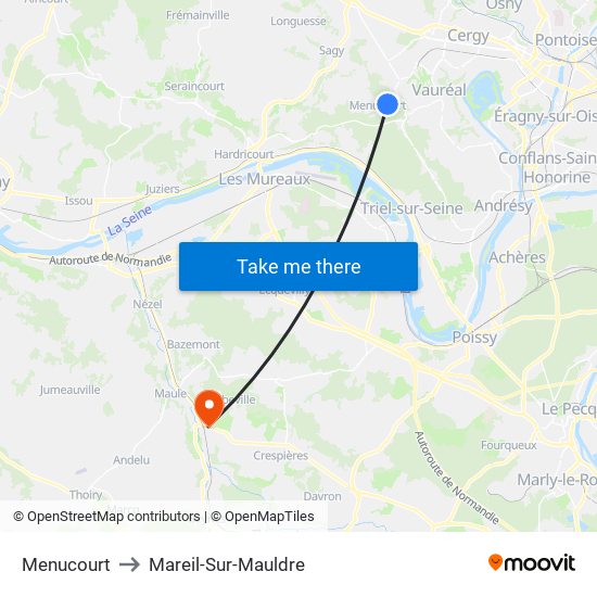 Menucourt to Mareil-Sur-Mauldre map
