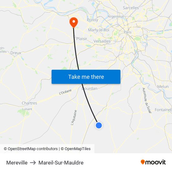 Mereville to Mareil-Sur-Mauldre map
