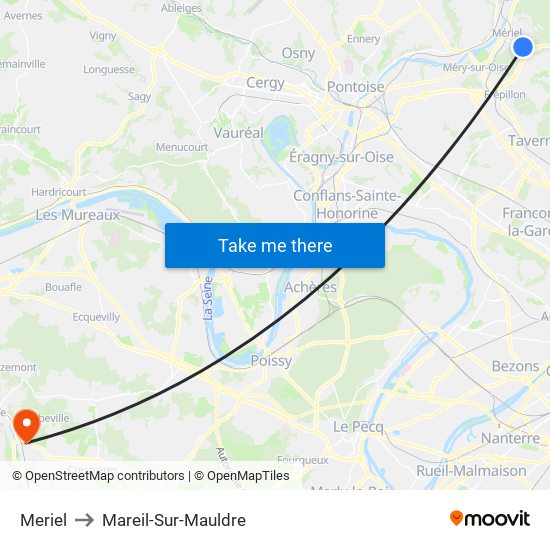 Meriel to Mareil-Sur-Mauldre map