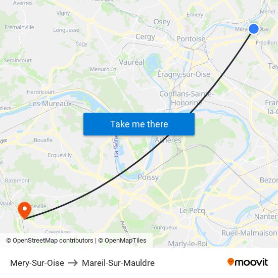 Mery-Sur-Oise to Mareil-Sur-Mauldre map