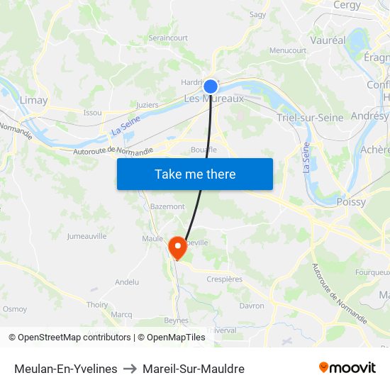 Meulan-En-Yvelines to Mareil-Sur-Mauldre map