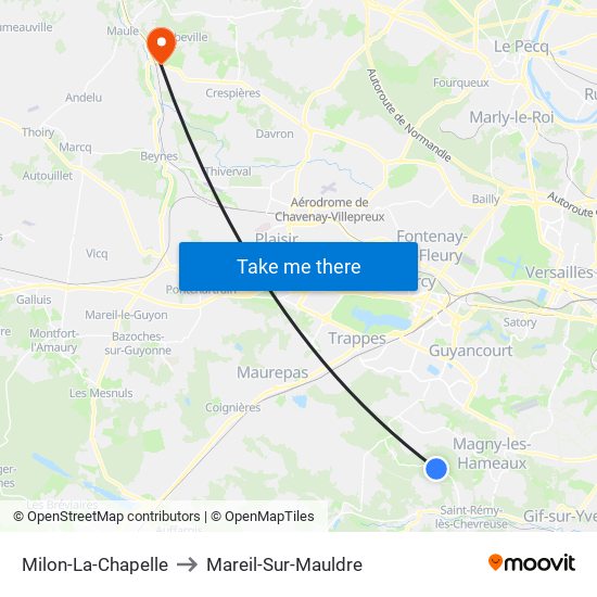 Milon-La-Chapelle to Mareil-Sur-Mauldre map