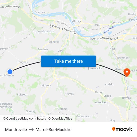 Mondreville to Mareil-Sur-Mauldre map