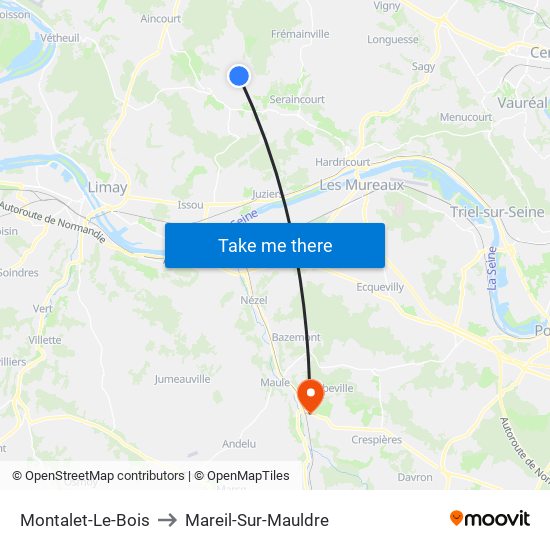 Montalet-Le-Bois to Mareil-Sur-Mauldre map