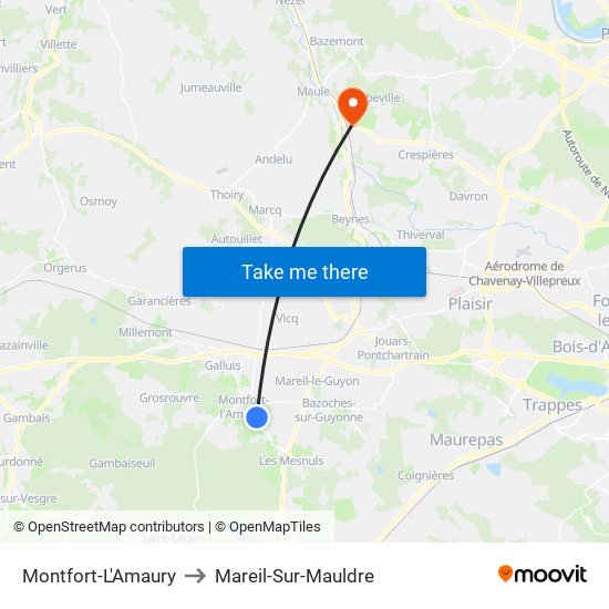 Montfort-L'Amaury to Mareil-Sur-Mauldre map