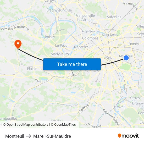Montreuil to Mareil-Sur-Mauldre map