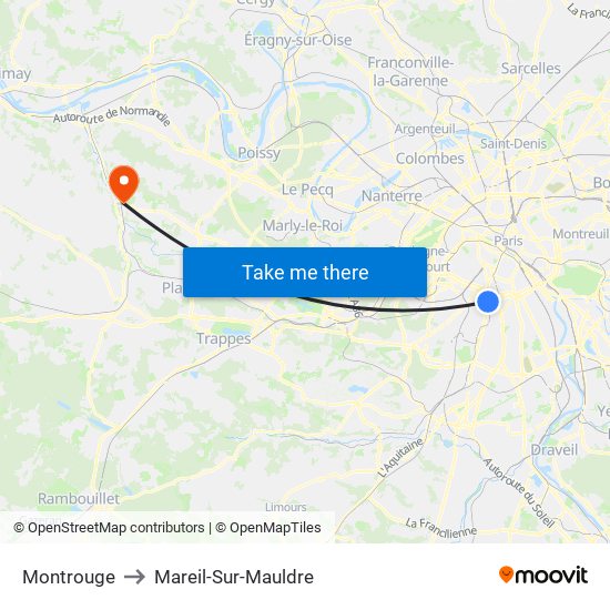 Montrouge to Mareil-Sur-Mauldre map