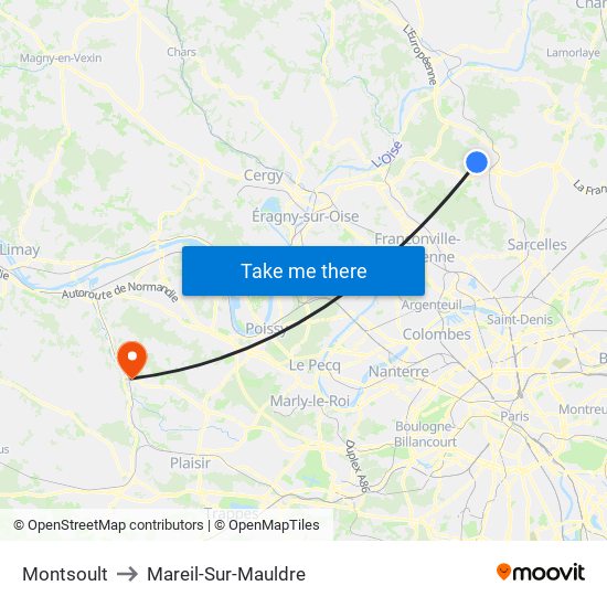 Montsoult to Mareil-Sur-Mauldre map