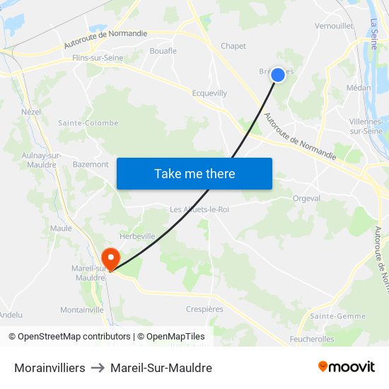 Morainvilliers to Mareil-Sur-Mauldre map
