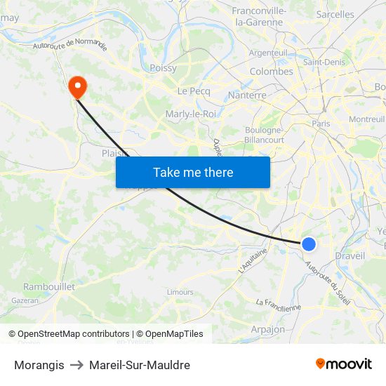Morangis to Mareil-Sur-Mauldre map