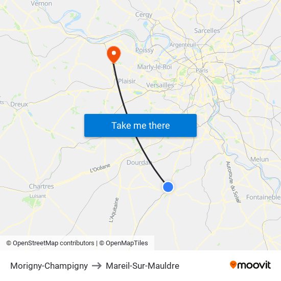 Morigny-Champigny to Mareil-Sur-Mauldre map