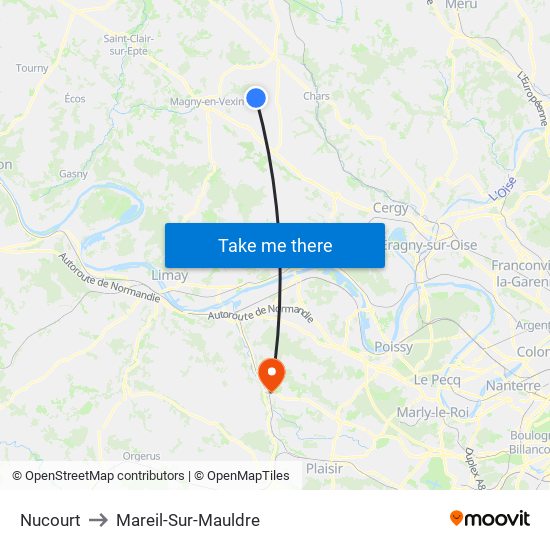 Nucourt to Mareil-Sur-Mauldre map