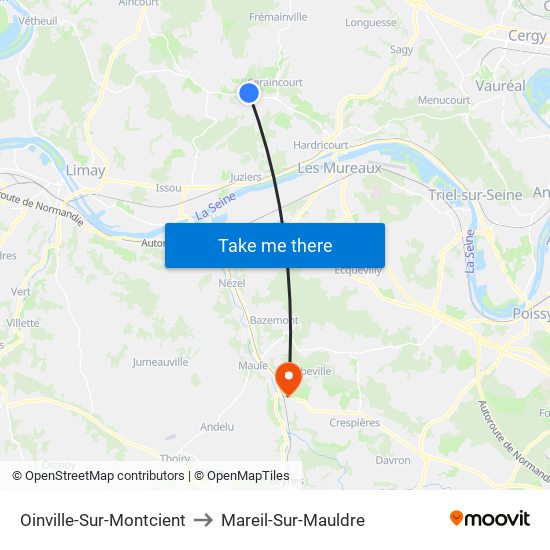Oinville-Sur-Montcient to Mareil-Sur-Mauldre map
