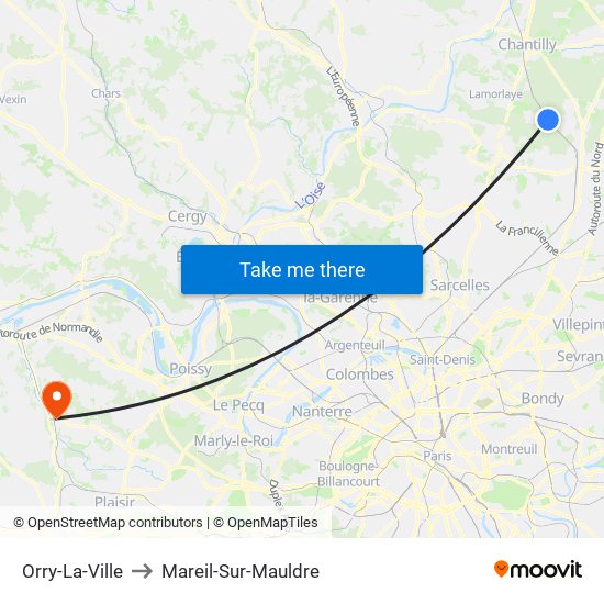 Orry-La-Ville to Mareil-Sur-Mauldre map