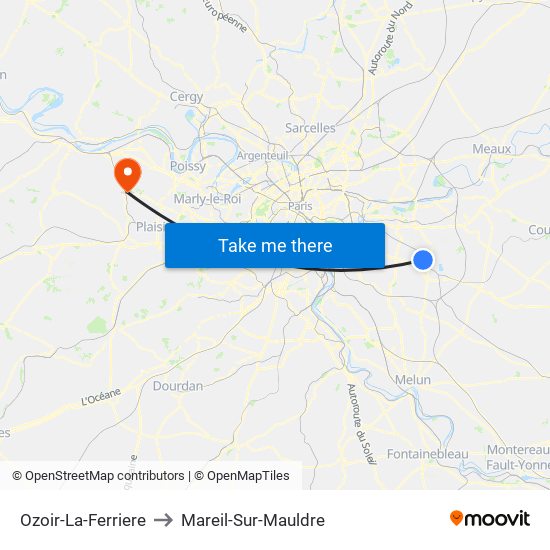 Ozoir-La-Ferriere to Mareil-Sur-Mauldre map