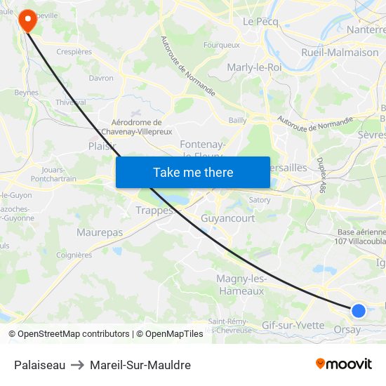 Palaiseau to Mareil-Sur-Mauldre map