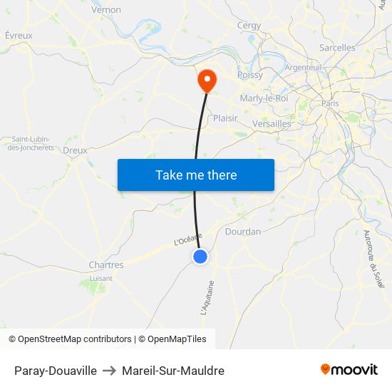Paray-Douaville to Mareil-Sur-Mauldre map