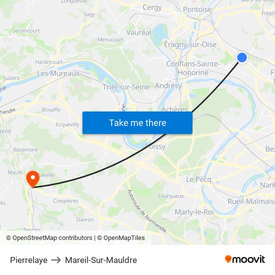 Pierrelaye to Mareil-Sur-Mauldre map