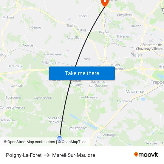 Poigny-La-Foret to Mareil-Sur-Mauldre map