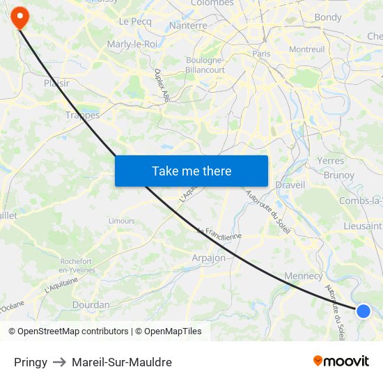 Pringy to Mareil-Sur-Mauldre map