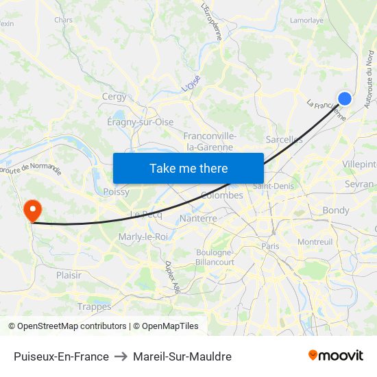 Puiseux-En-France to Mareil-Sur-Mauldre map