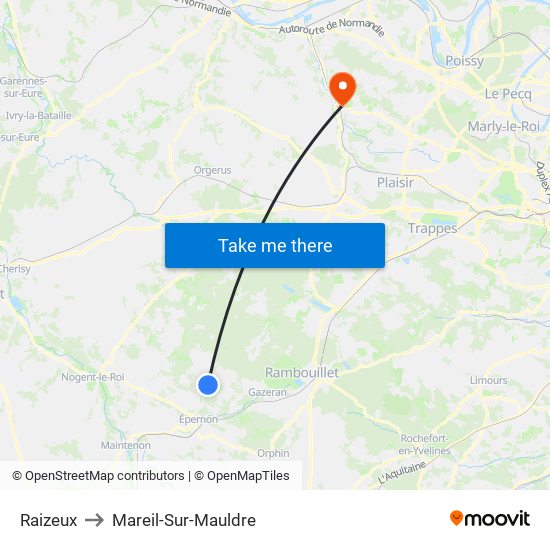 Raizeux to Mareil-Sur-Mauldre map
