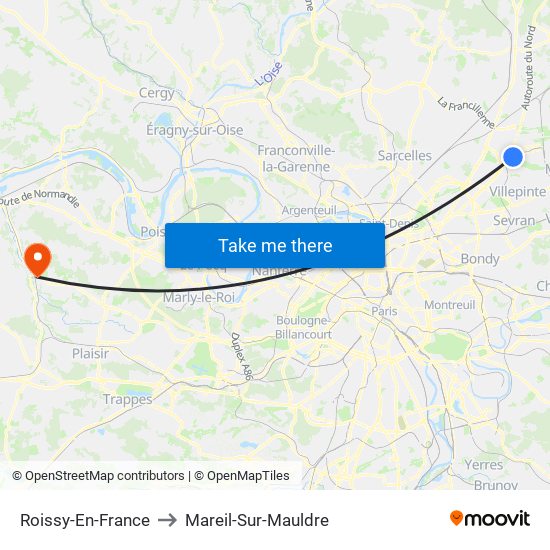 Roissy-En-France to Mareil-Sur-Mauldre map