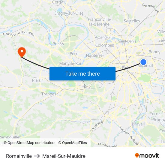 Romainville to Mareil-Sur-Mauldre map
