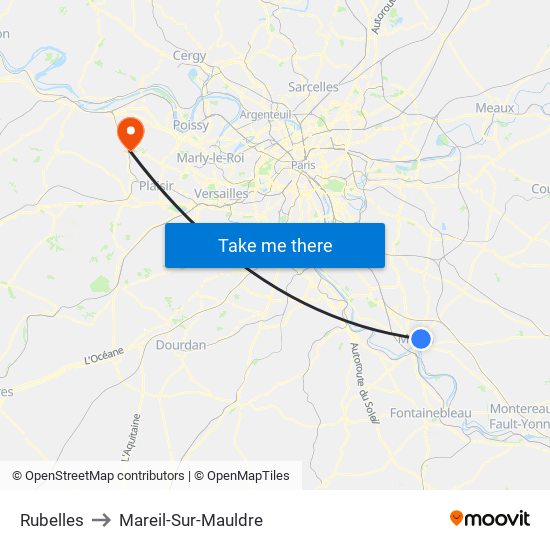 Rubelles to Mareil-Sur-Mauldre map