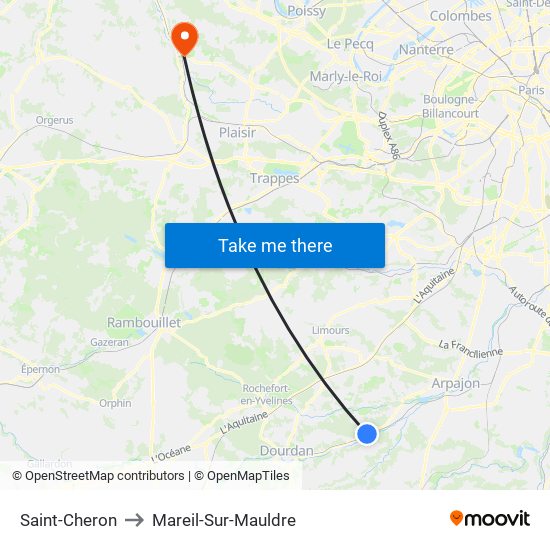 Saint-Cheron to Mareil-Sur-Mauldre map