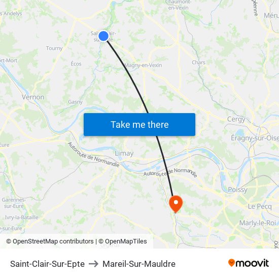 Saint-Clair-Sur-Epte to Mareil-Sur-Mauldre map