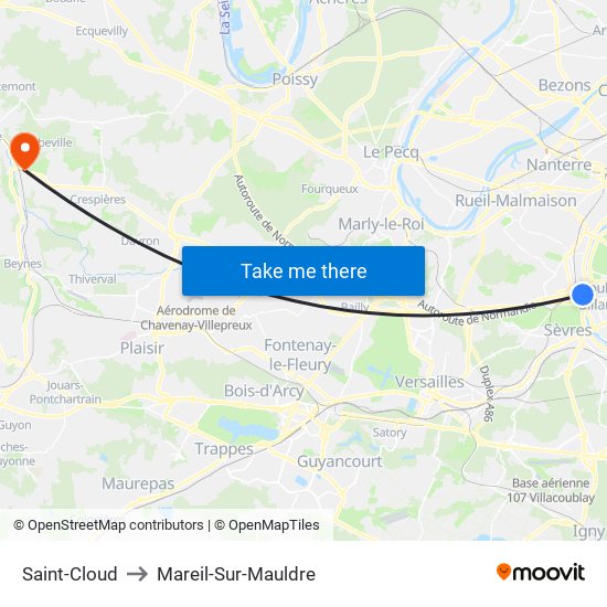 Saint-Cloud to Mareil-Sur-Mauldre map